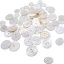 60PCS White Genuine Mother of Pearl Buttons Set, Natural Shell Buttons for DIY Sewing Crafts, Clothes, Blazer, Shirts, Suits (12.5mm/15mm/18mm/20mm, 2 Holes)