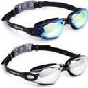 Swim Goggles 2 Pack Anti Fog Swimming Goggles, No Leaking UV Protection Pool Goggles for Adult Men Women Youth  (Aqua & Bright Silver)