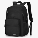 Black Backpack for Men and Women, Backpack for School Teens Boys and Girls, Lightweight Casual High School Bookbag, Daily-use Travel Laptop Backpack with USB Charging Port Fits 17.3 Inch Notebook