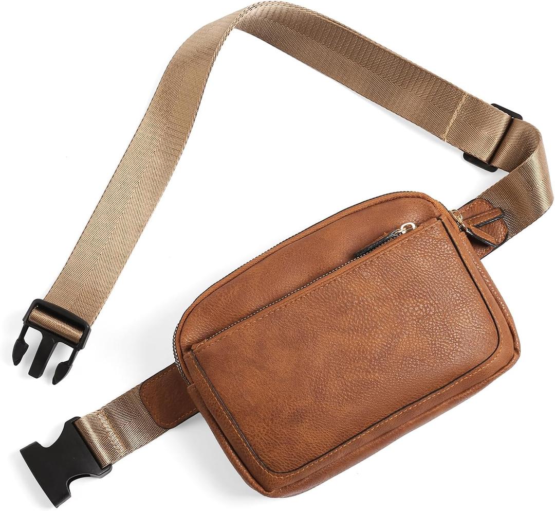 Vegan Leather Belt Bag for Women Fanny Pack Crossbody with Adjustable Strap Fashion Waist Packs by Amxnx
