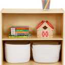 OOOK Montessori Toy Shelf, 2-Tier Wooden Storage Shelf for Kids, Modern Style, Kids Bookshelf and Toy Storage, Classroom, Kindergarten, Playroom, Daycare Center