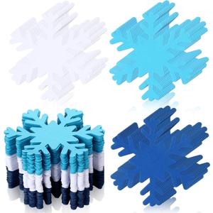 Kisston 360 Pcs Snowflake Cutouts Paper 3.9 Inch Winter Snowflake Shape Die Cuts Paper for DIY Projects Craft Classroom Bulletin Board Decor(White, Blue, Dark Blue,Classic Style)
