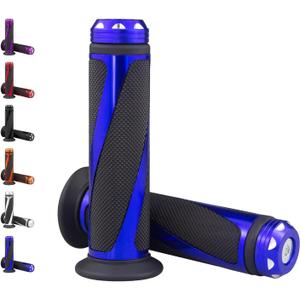 Universal Motorcycle Handlebar Grips Fits for Motorcycles with 7/8" Left Grip and 1" Right (Blue)