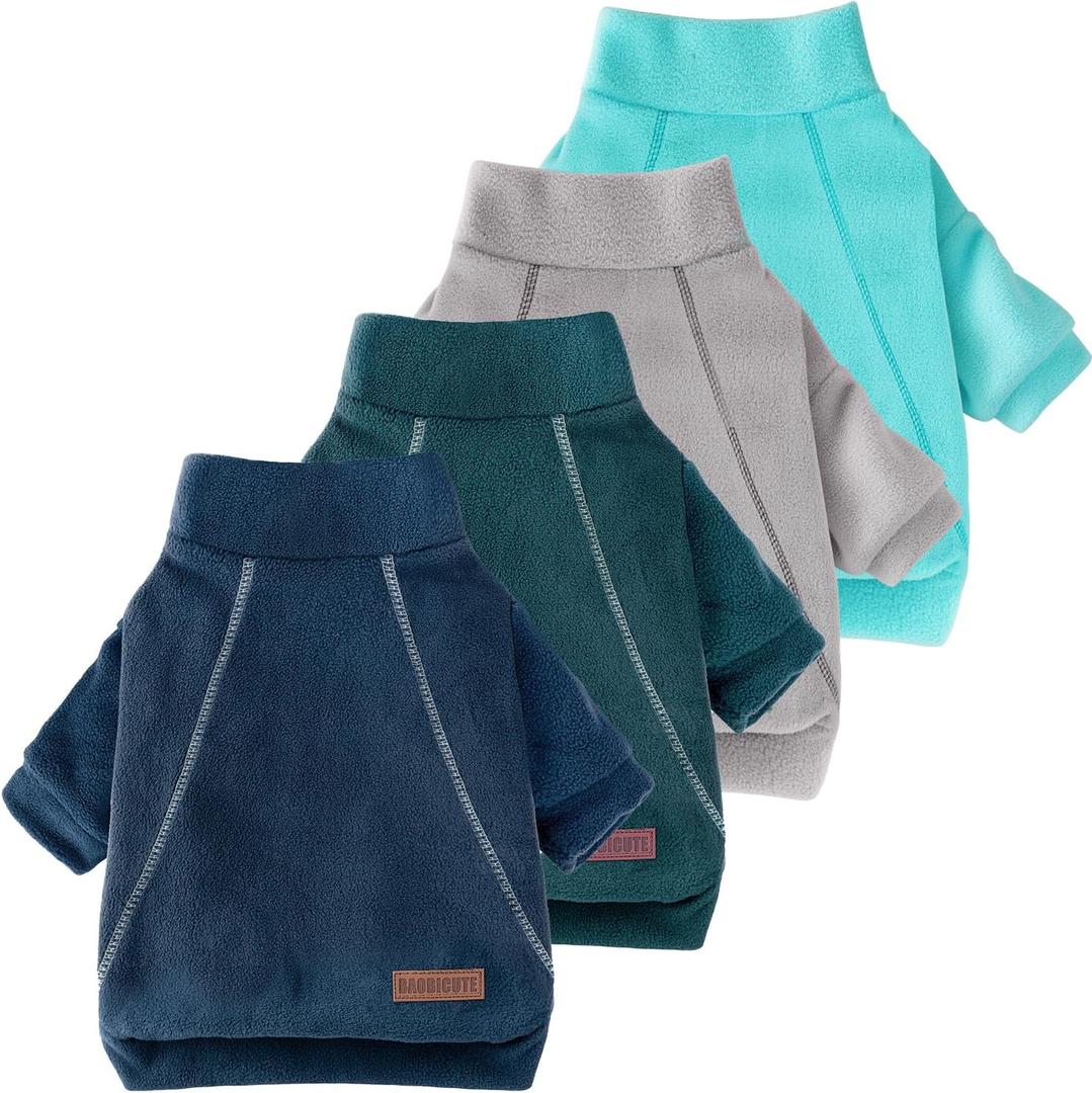 4 Pack Fleece Dog Sweater Clothes for Small Dogs Girls Boys Pullover Turtleneck Dog Sweatshirt Coat Winter Soft and Warm Pet Puppy Sweater Clothes for Cold Weather Spring Autumn Christmas (Blue+Grey+Navy+Dark Blue), S