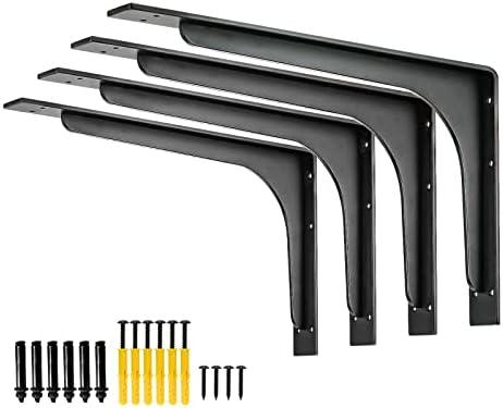 FIRMETAL (16 INCH x 9.5 INCH) Shelf Bracket ,L Shelf Brackets,max Load 300lbs, Premium Alloy Metal Heavy Duty Shelf Bracket, high Strength Mounting Hardware Included, countertop Support, Pack of 4., Set of 2