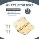 Door Hinges Polished Brass 3.5 Inch Interior Hinges 5/8" Radius - 18 Pack