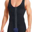 Men Shapewear Tummy Control Bodysuit Waist Trainer Full Body Shaper Fajas Compression Shirts Shorts Slim Belly (3X-Large/4X-Large, Black With Hooks)