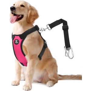 Dog Seat Belt, Safety Vest Dog Car Harness with Adjustable Buckle Dog Seat Belt for Vehicle Nylon Pet Safety Seat Belts Heavy Duty(XL, Magenta) (XL (Chest: 24.4-34.7", Neck: 18.9-29.1"))