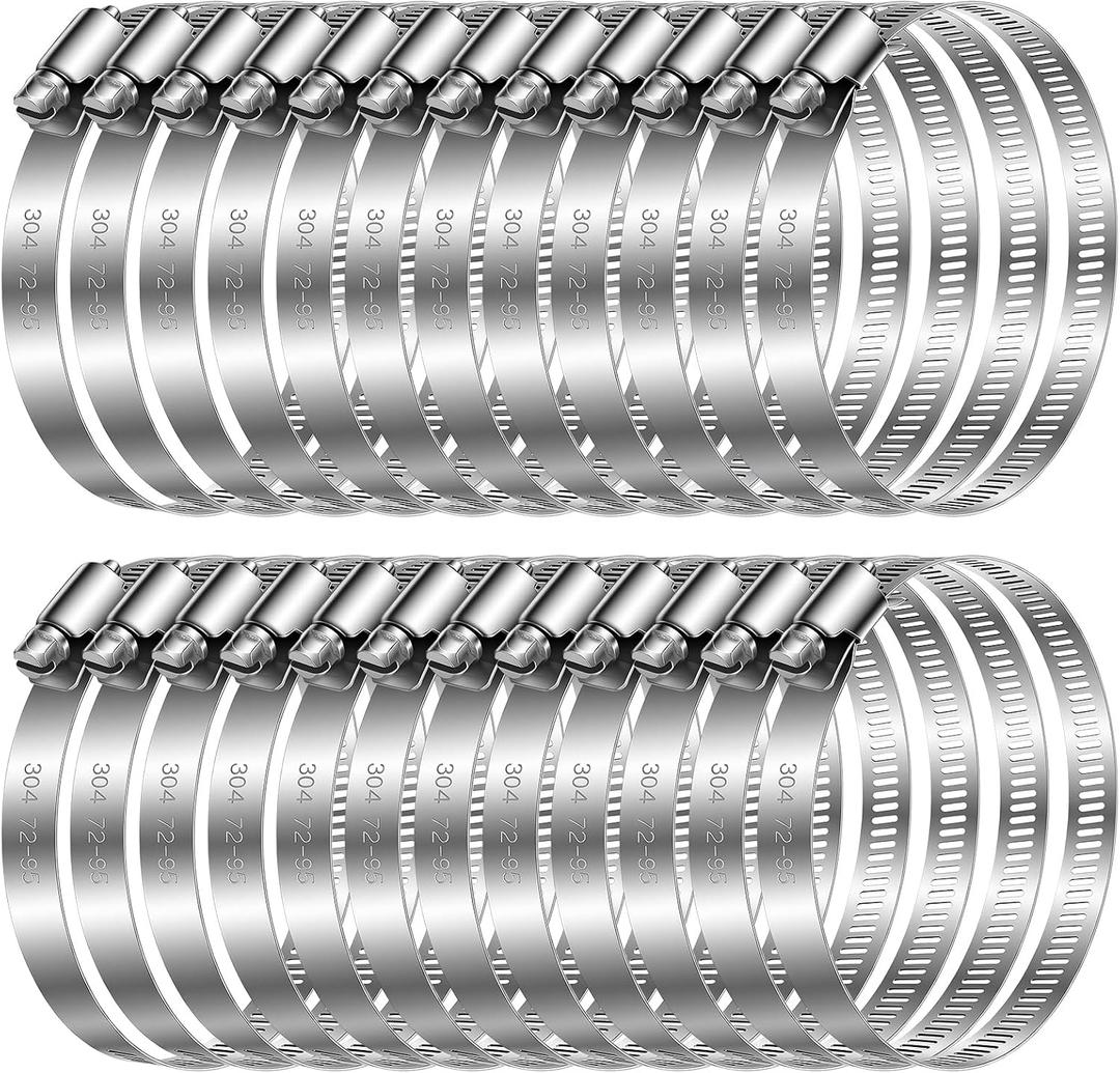 36 Pieces 3 Inch Stainless Steel Hose Clamps, Adjustable Worm Gear Drive Clamps with 72-95mm Range For Automotive Water Pipe, Plumbing, Fuel Line, and Ducting Applications