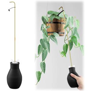 Dreyoo Squeeze Bottle for Hanging Plants, 19" Long Spout Plant Watering Bottle, Easy Squeeze Indoor/Outdoor Watering Can Alternative, Precise Sprinkling for Hanging Baskets, Houseplants, 8oz (Black)