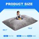Hobestluk 3 in 1 Bean Bag Chair Giant Bean Bag Chairs for Adults with Chevron Plush Fur Cover Convertible Bean Bag Floor Cushion with Machine Washable Cover for Living Room (Plush Grey), Large