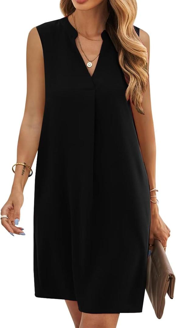 QACOHU 2025 Summer Dresses for Women Sleeveless Beach Floral Tshirt Sundress Casual Tank Dress S-2XL (Large, 0a-black)