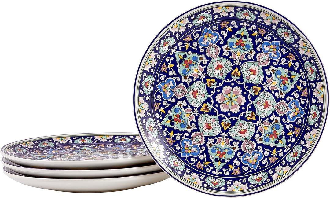 Bico Mandala Kaleidoscope Salad Plates Set of 4, 8.75 Inch Ceramic Dessert Plates for Salad, Appetizer, Side Dishes, Microwave and Dishwasher Safe, Gift for Housewarming and Thanksgiving