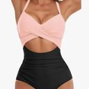 Eomenie Women's One Piece Swimsuits Tummy Control Cutout High Waisted Bathing Suit Wrap Tie Back 1 Piece Swimsuit XL