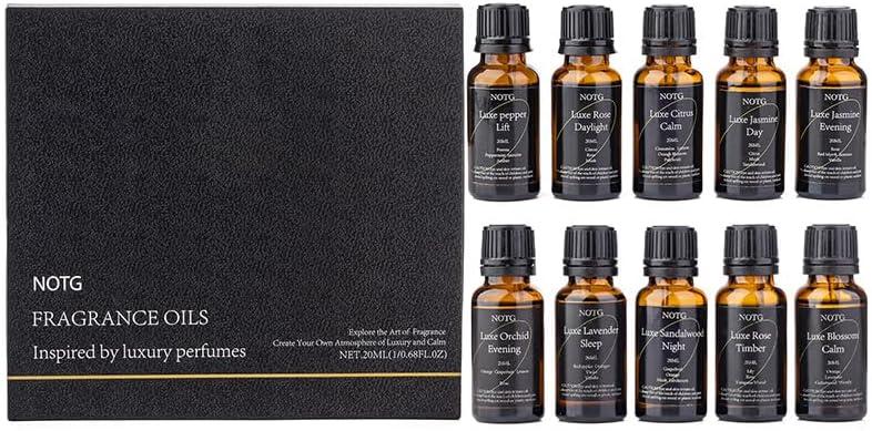 Essential Oils Set - Top 10 Luxury Scents for Diffuser, Humidifier, Aromatherapy, Candle & Soap Making, Premium Scented Oil Gift Set for Home & Office, Inspired by Luxury Brand perfumes(20ML)