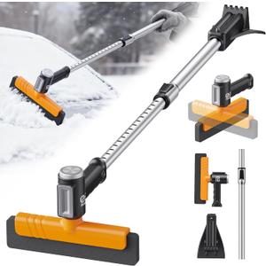 Ice Scrapers for Car Windshield & Snow Brush for Car, 3in1 Extendable Snow Brush 12 Adjustable Lengths with Detachable 360° Pivoting Head, Extendable Snow Brush for Truck SUV (24.4"37.4")