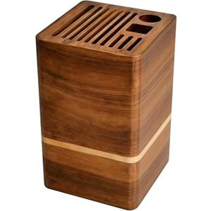 Acacia Wood Universal Knife Block, Countertop Knife Holder Organizer with Scissors & Sharpening Rod Slots, Space Saving Storage without Knives