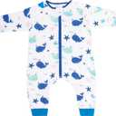 Baby Sleep Suit 1.0TOG Long Sleeve Wearable Blanket with Legs, Soft Sleeping Bag with Feet newborn to 24 Months (X-Small, Bluedolphin)