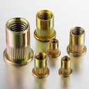 Wensilon 200Pcs Rivet Nut 1/4-20UNC Yellow Zinc Plated Finish Flat Head Rivnut Threaded Insert Nut Knurled Body