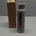 KIVY Glass Water Bottle with Silicone Sleeve 32 oz [WITH MEASUREMENT] - Borosilicate Glass Water Bottle Screw Top - Clear Bottles with Measurement Marking - Slim Waterbottle Aesthetic - Taupe (33.8 Ounces)