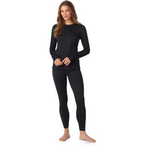 Cuddl Duds Women's Baselayer 2-Piece Set, Black, XS