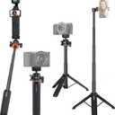 VRIG 21.6" Extension Pole Tripod, Mini Selfie Stick Tripod Stand Handle Grip for DJI Osmo Pocket 3,Insta 360 X5 Webcam Canon G7X Mark III Sony ZV-1 RX100 VII A6400 A6600 Cameras Vlogging