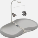 Feisike Baby Changing Pad, Waterproof Wipe-Clean PU Surface, Non-Slip Safety Base & Removable Toy Bar, Ergonomic Diaper Changing Station for Dresser, Nursery, or Travel, Gray