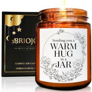 Sending You Warm Hug in a Jar Candle - Friendship Gifts for Women Men Best Friend - Relaxing Gift for Her Him - Natural Soy Candle for Home - Sea Salt Jasmine Scented Candles for Stress Relief (Warm Hug, SEA SALT JASMINE)