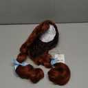 Wiggy Mermaid Reddish Brown Braided Wig for Women Adult, Long Brown Braids Wig with Blue Ribbons Wig Cap Fairy Tale Cosplay Wigs for Halloween Costume