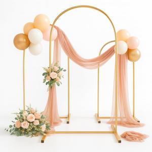 Metal Arch Backdrop Stand Set of 3, Heavy-Duty Balloons Arch Frame for Wedding Ceremony, Party, Baby Shower, Birthday Decorations (Gold, 4ft+5ft+6ft)