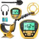 Metal Detector for Adults (German Patent 2024), Professional Metales Detectors with LCD Display, High Accuracy, Waterproof, Pinpoint, 5 Modes, 10" Coil, Lightweight (Yellow)