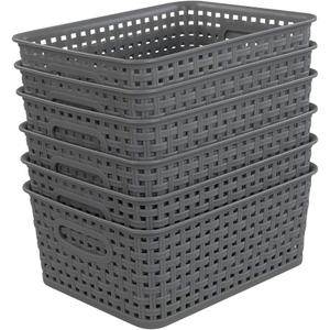 Pekky Grey Plastic Storage Baskets, Classroom Organization Baskets, 6 Packs