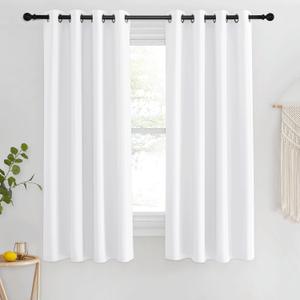 NICETOWN White Room Darkening Curtain 63 inches Long for Living Room - Grommet Solid Thermal Insulated Grommet Light Blocking Window Treatment for Bedroom (1 Panel, W46 x L63)