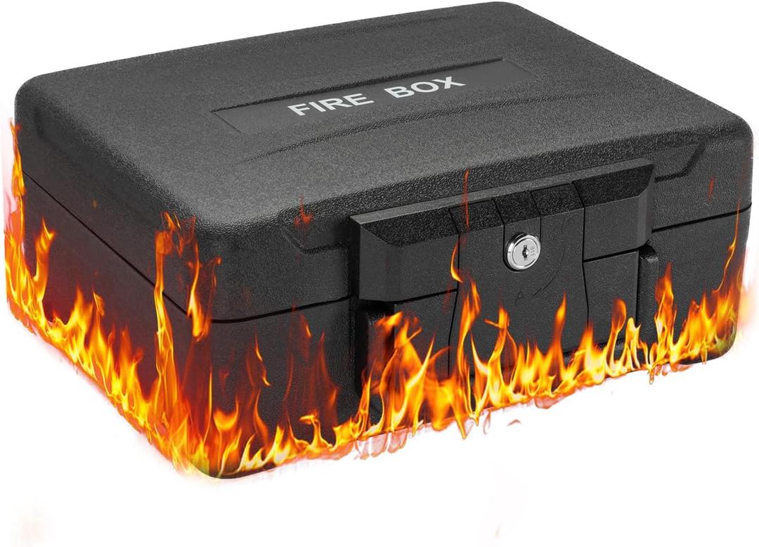 XPEDITION Small Fireproof & Waterproof Safe – Portable Home Document Box, Key Lock, Ergonomic Handle, 1-Hour Fire Protection at 1700°F, 72-Hour Waterproof, Compact Size