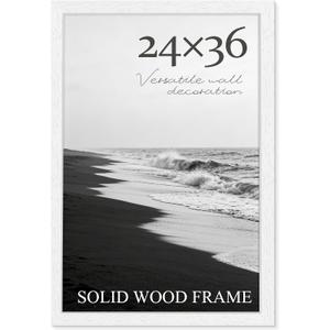 PEALSN Solid Wood 24x36 Poster Frame, White Poster Frames 24 x 36 inches for Wall Mounting Display, 1 Pack