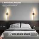 Daunton Modern Hardwired Wall Sconce Set of 2, LED Black Wall Light with Remote Control, RC Dimmable LED Wall Light Indoor, Wall Decor for Hallway Bedroom Living Room TV Wall, 27.5 in, Timer, Memory