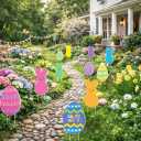 2 x 12PCS Easter Yard Signs Outdoor Decorations, Easter Bunny & Colorful Egg Garden Stakes for Lawn, Patio, Front Yard, Spring Holiday Outdoor Decor