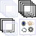 Harloon 12 Pcs 3D Floating Display Case Floating Frame Display Holder Stand Challenge Coin Jewelry Frame Box for AA Medallions Fossil Rock Gemstones Specimen(Black White,7 x 7 x 0.8 Inch, Square Base)