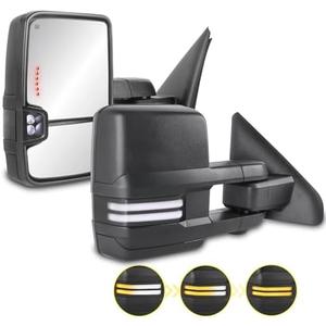AUTOSTARSHIP Power Heated Towing Mirrors Compatible with 2009-2018 Dodge Ram 1500/2010-18 Ram 2500 3500/2019-2024 Ram 1500 Classic w/LED Sequential Turn Signal Light Side White Running Light