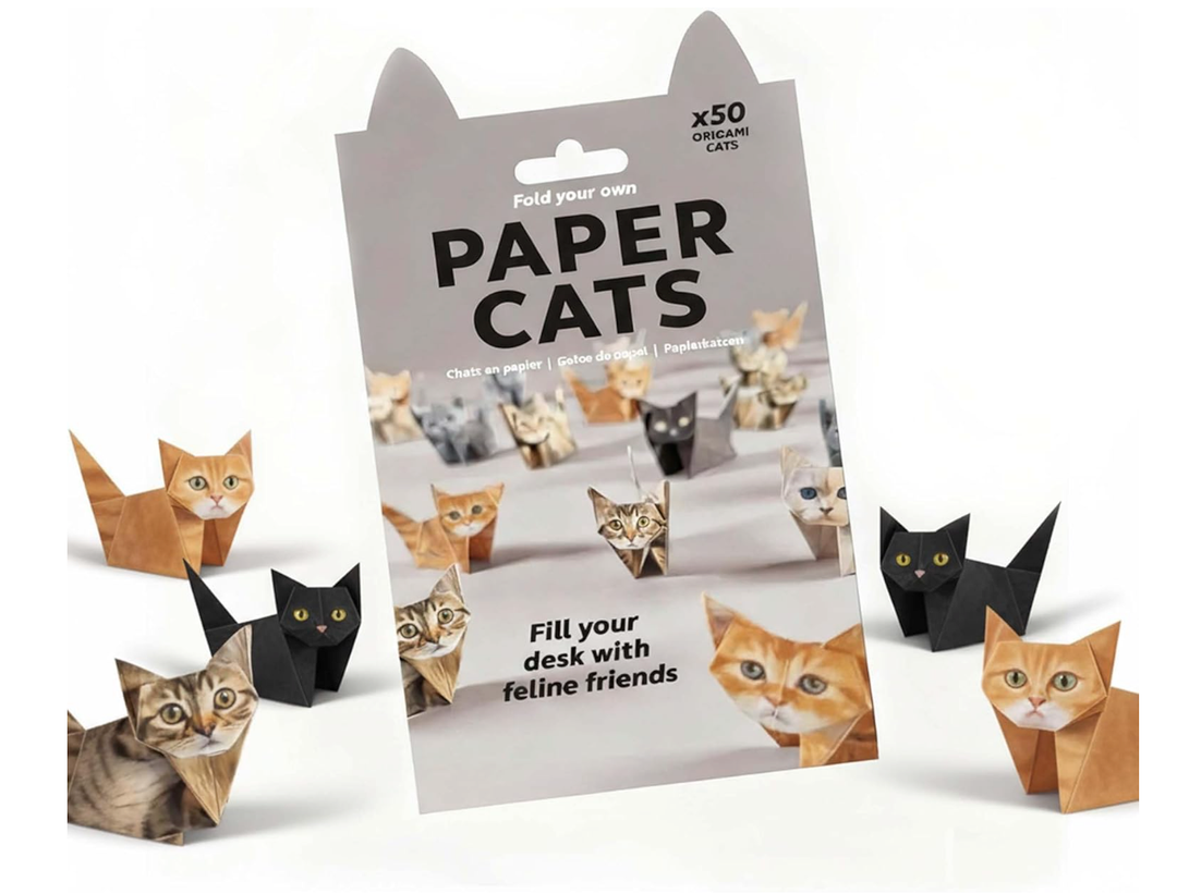 DIY Paper Cats - 50 Sheets DIY Origami Paper to Fold Cute Cat Figures, Fun Creative Art Project, Fun Craft Activity for Adults & teens，Desk Decor and Gift for Pet Lovers (Cat), Pack Of 2