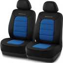 Skechers Memory Foam Car Seat Covers, Thick Cool Touch Fabric Seat Covers, Slip-ins Front Seat Cover, Airbag Compatible, Automotive Comfort Protection for Most Cars, Vans, Trucks, SUV, Blue (Black and Blue)