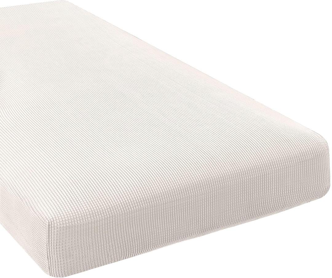 H.VERSAILTEX Super Stretch Individual Chaise Cover Sectional Couch Covers for L Shaped Sofa Both Left/Right Featuring Thick Jacquard Textured Twill Fabric (1 Piece Chaise Cover, Ivory)