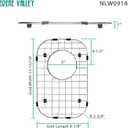 Serene Valley Sink Bottom Grid 9" x 13-7/8", Rear Drain with Corner Radius 2-3/4", Sink Protector NLW0914R