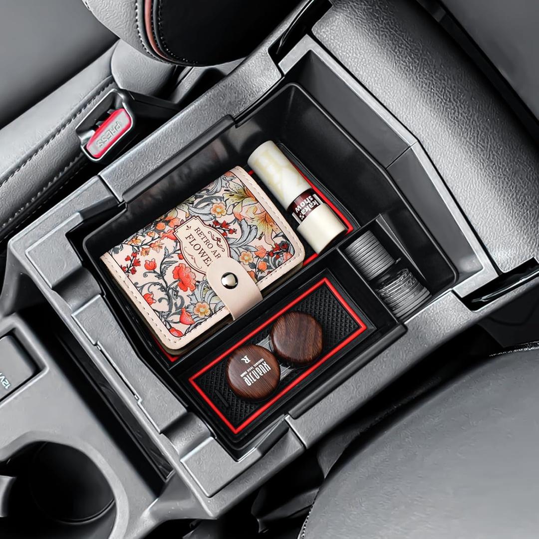 RUNROAD Center Console Organizer Tray Compatible with Subaru Forester 2025 Premium Sport Limited Touring Accessories, Insert Armrest Organizer Middle Console Tray Secondary Storage Box, Red