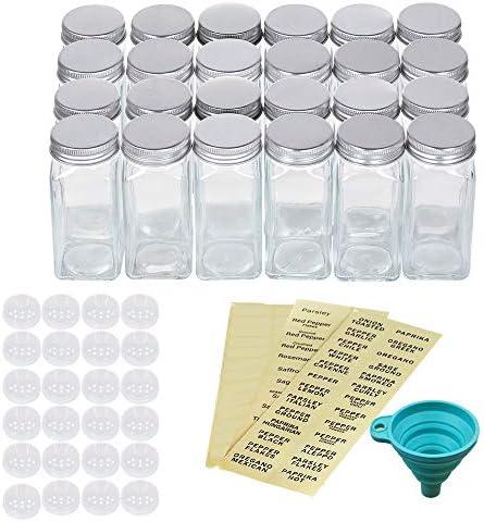 NEX Only 14 Glass Spice Jars/Bottles for Spice Rack, 4 OZ Empty Spice Containers Set with Spice Labels