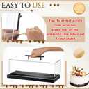 FoldTier 2 Pcs Rectangular Cake Stand Serving Tray with Lid and 9'' Serving Tong Acrylic Pastry Display Case 14 x 6 x 4 Inches Black Clear Platter Dessert Holder for Pastries Decorative Centerpiece