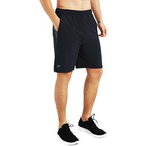 EZRUN Mens 9 Inch Lightweight Running Workout Shorts with Liner Loose-Fit Gym Shorts for Men with Zipper Pockets (Large, Black)