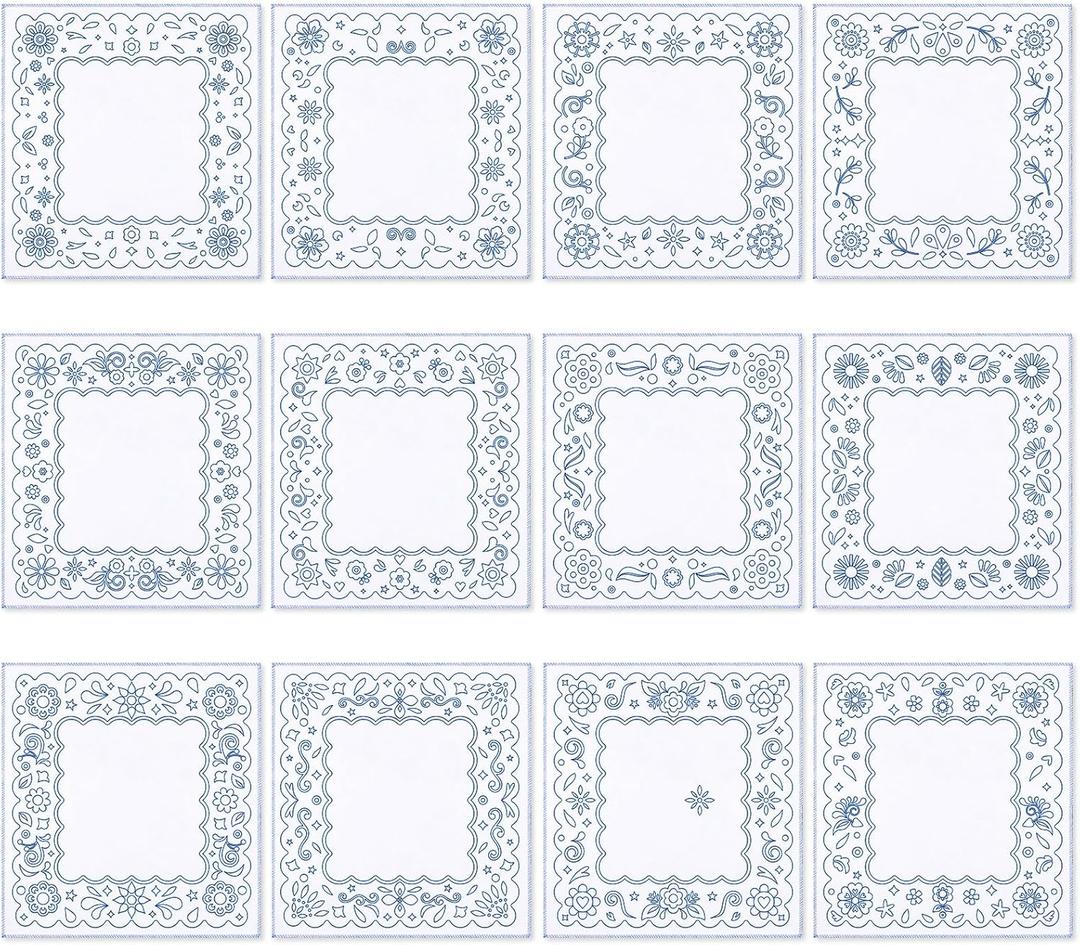 Tioncy 12 Pieces Mexican Embroidery Napkins Servilletas para Bordar a Mano Reusable Washable Mexican Napkin for Assorted Design DIY Stamped Cross-Stitch Embroidery Events Gifts Decor Gifting (Vivid)