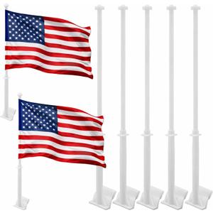 5 Pcs Car Window Flag Poles 20 Inches Plastic Car Flag Mount with Locking Cap and Retaining Clip Window Flagpoles Banner Holder for Memorial Day Patriotic Sports Events Parades Holiday Decor