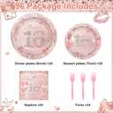 Avezano 96 Pcs Rose Gold Sweet 16 Birthday Party Paper Plates and Napkins Girls Sweet 16 Decorations Sweet Sixteen Birthday Party Disposable Paper Tableware Serve 24
